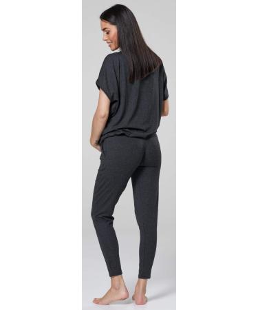 HAPPY MAMA Maternity Breastfeeding Lounge Top Joggers Pyjamas Set - Graphite Melange - Buy Online on SooperMarket.com