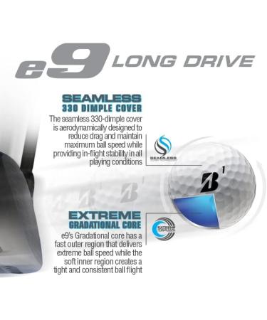 Bridgestone Golf 2023 e9 Long Drive Golf Balls - White | High Performance Distance Balls - Buy Online on SooperMarket.com