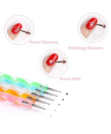 Sularpek 5Pcs 2-Way Dotting Pen Tool Nail Art Kit - Multicolor Dot Paint Manicure Set for Embossing, Clay Sculpting & Nail Art - Buy Online on SooperMarket.com