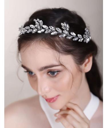 Chargances Bride Wedding Rhinestone Hair Vine Bridal Purple Hair Piece Crystal Headband Hair Accessories for Women and Girls (Purple)