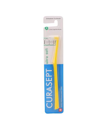 5PCS Soft Tufted Brush Small Round Head Compact Interdental Toothbrush Denture Brush for Braces Dental Implants(Yellow)