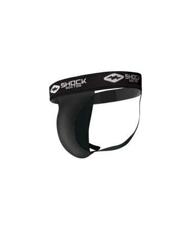 Shock Doctor unisex adult 222 Shock Doctor Athletic Jockstrap Core Supporter with Cup Pocket, Black, Large US