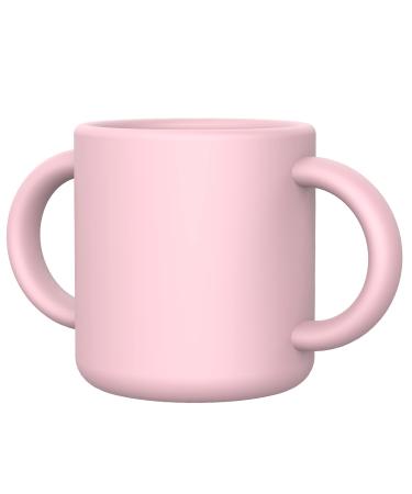 ACIDALIE Silicone Baby Cup-Training cup with handle-Toddler Learning Cup 5oz  for 6months+ Babies Pink