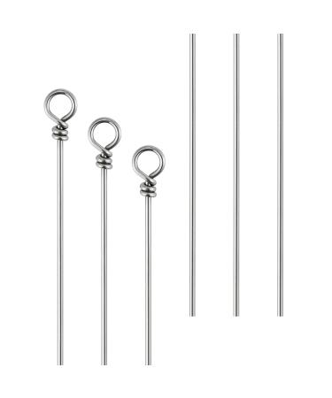 Alwonder 100 Pack Fishing Looped Spinner Shaft Stainless Steel Wire Spinner Baits Fishing Lure Making Supplies Lure Making Kit Rigs Freshwater Saltwater Bass Trout Walleye Salmon Catfish 0.023"-6.3"-100 Packs