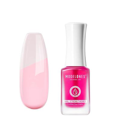 Modelones Nail Strengthener for Thin Nails and Growth Treatment Repair Damaged Nails Hardener Extra Strong Nail Care Quick Dry Base Coat Nail Polish 0.5 oz 1-Pack