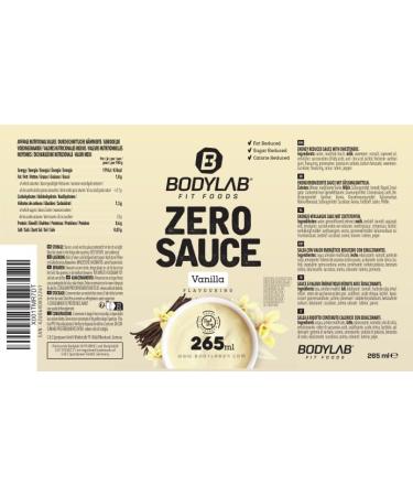 BODYLAB24 Zero Sauce Vanilla 265ml - Low-Calorie 3-9 Kcal Per Serving Fat & Sugar Reduced Perfect for Dishes & Dressings Ideal for Any Diet - 1 Pack - Buy Online on SooperMarket.com