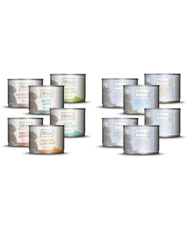 Mjamjam - Premium wet food for cats - trial package 6 -pack (6 x 200 g) & - Premium wet feed for cats - Tasting package I on sauce 6 Pack (6 x 185g) grain free with extra meat bundle with wet feed (6 x 185g)Mix package 200 g (6 Pack)