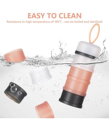 Vicloon Baby Milk Powder Dispenser 4-Layer Portable Storage Container - Gray & Pink | Stackable Pots for Kids Snacks, 120ml per Layer - Buy Online on SooperMarket.com