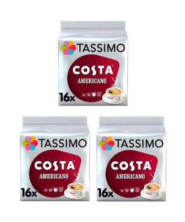 Tassimo Compatible Costa Americano Coffee Pods 16 discs - (Pack of 3 Total 48 discs 48 Drinks)