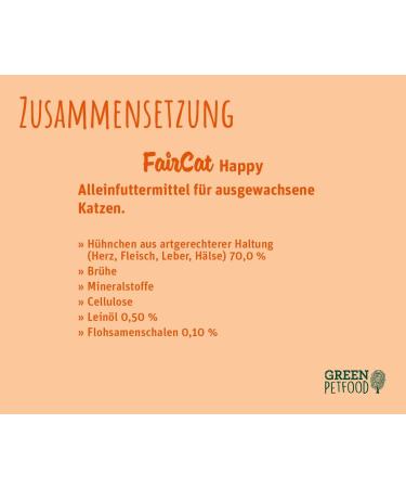 Buy Green Petfood Faircat Happy - Grain-Free Cat Food (8 x 85g) | Animal Welfare Chicken Anti-Hair Bales Premium Wet Cat Food - Buy Online on SooperMarket.com