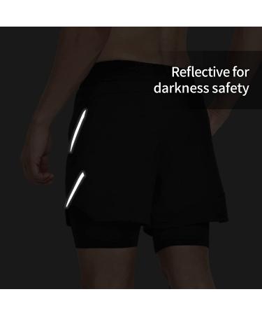 ARSUXEO Men's 2 in 1 Active Running Shorts with 2 Zipper Pockets B191 Black Medium - Buy Online on SooperMarket.com