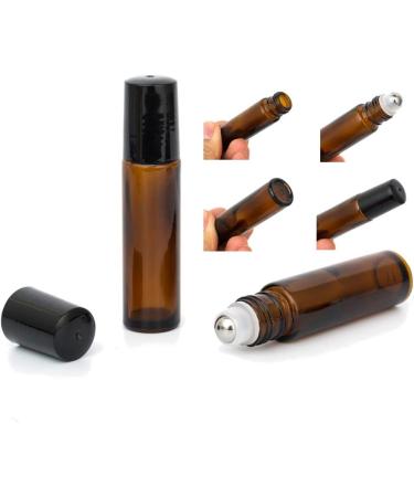ZEJIA 10ml Amber Glass Essential Oil Roller Bottles 6Pack with Stainless Steel Roller Ball and Droppers - 10-6pcs Brown - Buy Online on SooperMarket.com