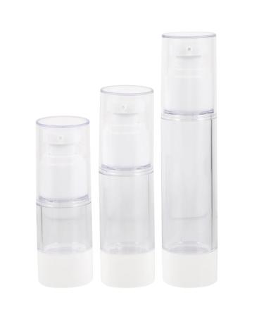 Lurrose 3PCS 15/30/50ml Airless Pump Bottles Press Pump Cosmetics Container Essence Cleanser Emulsion Storage Dispenser for Travel White