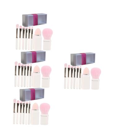 Balacoo 4 Sets Makeup Brush Set Makeup Foundation Brush Eyeshadow Makeup Brush Make up Sponges Brush Makeup Women Makeup Brush Blush Brush White Makeup Set Mini Artificial Fiber Travel 10x2.5cm