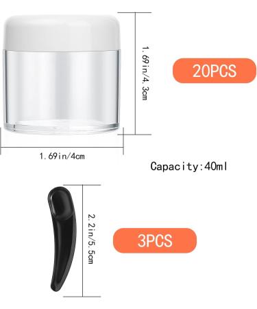 20 Pack 40ml Empty Cream Cans - Transparent Plastic Cosmetic Containers with Mini Partitions for Lip Balm | International Shipping Available - Buy Online on SooperMarket.com
