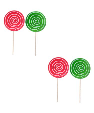 Alipis 4 Pcs Fake Lollipop Props Decor Christmas Lollipop Props Giant Prop Giant Candy Peg with Hook Realistic Candy Props Kid Toys Lollipop Cake Decorations Child Wooden Ornaments Drinks