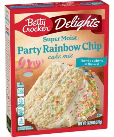 Betty Crocker Delights Super Moist Party Rainbow Chip Cake Mix 376g | Delicious and Vibrant Colorful Cake | Perfect for Everyday and Special Moments | Pack of 2 - Buy Online on SooperMarket.com