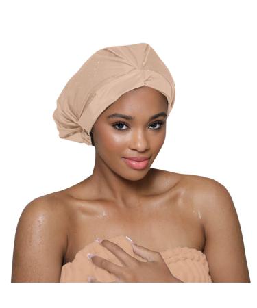 Hairbrella Luxurious Satin-Lined Adjustable Shower Cap For Women  100% Waterproof  Reusable  Washable  Breathable  No Plastic (Blush) Classic Nude