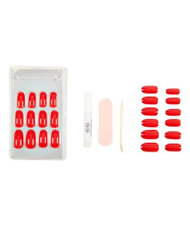 Ardell Nail Addict - Cherry Red | 24 Press-On Artificial Nails Set with Glue & File | Stunning Long Red Fingernails for Easy Application - Buy Online on SooperMarket.com