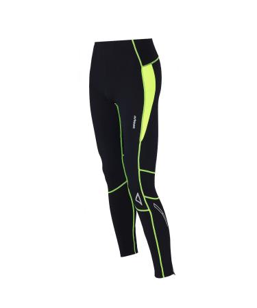 Airtracks men's winter functional running pants long per t - Thermo running tight - running night - warm - breathable - reflectors L black -neon