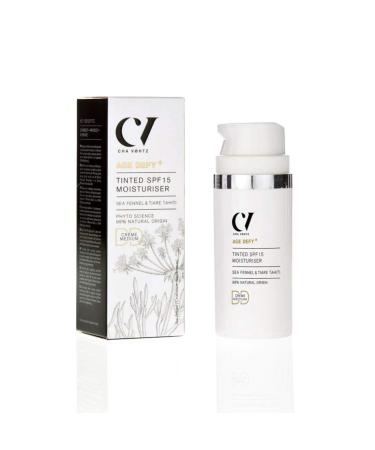 Age Defy+ Tasted Protection Moisturizer LSF15-Medium 30ml |Nature & organic tinted Moisturizer by Cha V htz |Day cream with color correction u. LSF15 |Paraben- u. Ethanol-free |Tierleid -free u. Vegan Tiare Tahiti Blume 30 ml (1 Pack)