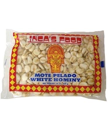 Inca's Food Mote Pelado - White Hominy 15oz (425g Single Bag) - Product of Peru