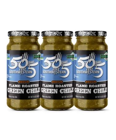 505 Southwestern Flame Roasted Green Chile Medium (3-16oz Value Pack)