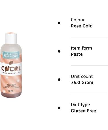 Squires Kitchen COCOL Metallic Chocolate Paint - The ultimate product for adding colour to chocolate and for making your own transfer sheets - Rose Gold 75g - Buy Online on SooperMarket.com