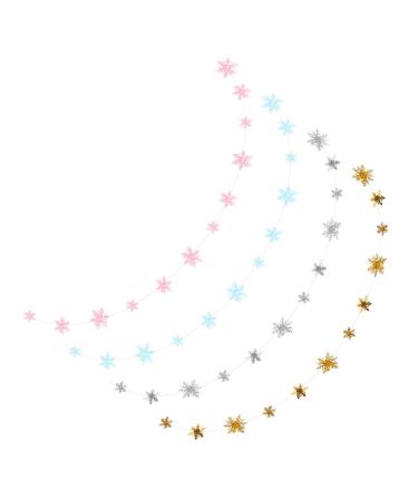 Cabilock 3D Snowflake Pendant 4 Sets 3D Snowflake Charm Christmas Snowflake Pendant Holiday Bunting Garland New Paper Large Pack