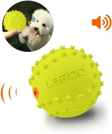 Laroo Dog Toys - Durable Natural Rubber Squeaker Football for Small & Large Dogs (6.5cm Green) - International Shipping Available - Buy Online on SooperMarket.com
