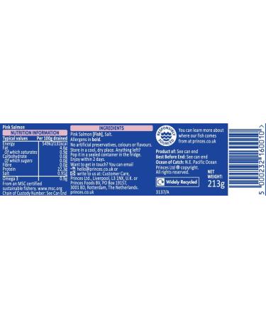 Princes Wild Pacific Pink Salmon 213g - Premium Quality Seafood - Buy Online on SooperMarket.com