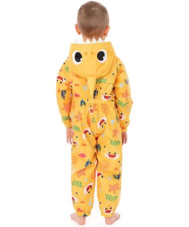Baby Shark Kids Puddle Suit - Yellow All In One Rain Coat | Shark Family Song Print | Long Sleeve Walking Jacket for Boys & Girls 2-3 Years - Buy Online on SooperMarket.com