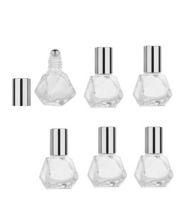 Upstore 6 pieces 8 ml glass roll-on bottles Roller Roller Flasch with stainless steel roller balls polygonal cosmetic containers for essential oils perfumes aromatherapy (silver cap)