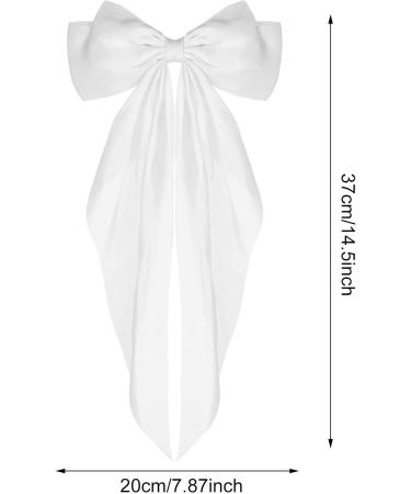 White Hair Bow Hair Bow French Soft Ribbonsatin Satin Hair Bow Simple Large Hair Bow with Long Silky Satin Tail Large Bows 90's Accessories for Party Women Girls - Buy Online on SooperMarket.com
