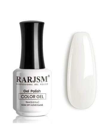 RARJSM Milky White Gel Polish  15ML French White Nail Art Manicure Varnish LED UV Translucent Gel Nail Polish Soak Off Clear Nail Gel Sheer White Gel Polish RAR103 0.51 Fl Oz (Pack of 1)