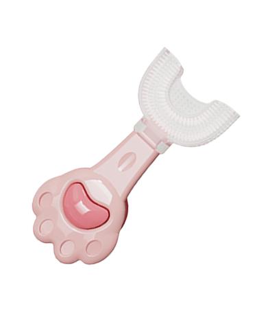 U Shaped Toothbrush for Kids | Manual U Shaped Toothbrush | Manual 360 Degree Oral Teeth Cleaning Brush with Soft Silicone Head for Kids 2-6 Years Aezon Pink 1 count (Pack of 1)