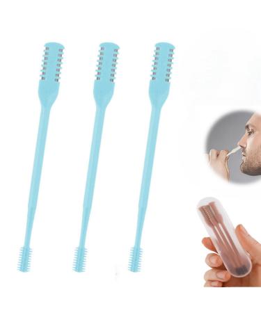 WEERSHUN 2-in-1 Nasal Hair Cutter 2024 New Double Sided Nose Hair Knife Portable Manual 360 Rotating Nose Hair Trimmer with Ear Picker Nostril Hair Remover Tool for Men Women(Blue 3pcs) 3pcs Blue