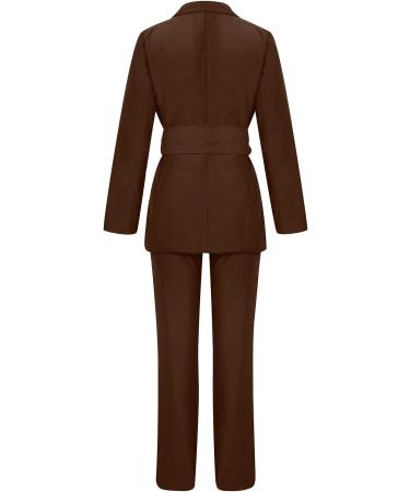 Women's Brown Business Suit Set | Slim Fit Blazer & Pants | Office Outfit for Work | Large Size - Buy Online on SooperMarket.com