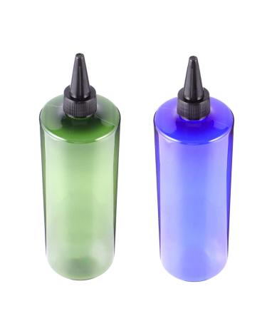 Lurrose 4pcs 500ml Hair Color Bottle Applicator Hair Squeeze Bottles With Twist Top Cap PET Refillable Bottles For Hair Dyeing Salon (Blue Green)