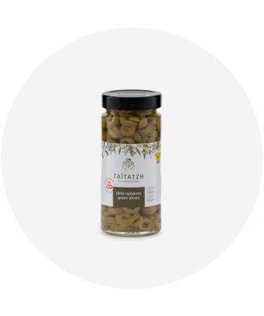 Greek Sliced Green Olives 200gr in Glass Jar Pack of 4 pcs.