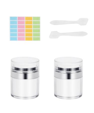 2PCS Pump Bottle Dispenser Empty Refillable Cosmetic Airless Pump Jars Bottles Travel Cream Jar Vacuum Bottle Portable Cosmetic Container (30ml)