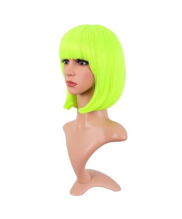 MapofBeauty 12 Inch Neon Yellow Short Straight Bob Wig - Natural Female Hair - Buy Online on SooperMarket.com
