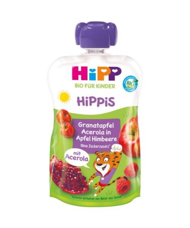Hipp Super-Hippis squeezing bag pomegranate acerola in apple raspberry 100% organic fruits without added sugar 6 x 100 g bag pomegranate acerola in apple raspberry 100 g (6 Pack)
