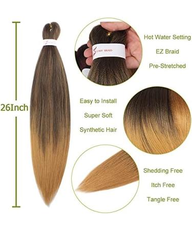 Leeven 26 Inch Pre Stretched Braiding Hair 8 Packs Yaki Braiding Hair Extensions for Box Braids Ombre Crochet Braids Hot Water Setting Pre Stretched Braiding Hair Extensions EZ Braids 1B/30/27# 26 Inch (Pack of 8) 1B/30/27# - Buy Online on SooperMarket.com