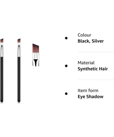 Angled Eyeliner Brush Set - Slanted Flat Angle Eye Liner & Eyebrow Brush Duo for Precision Makeup Application - Synthetic Bristles for Gel, Powder, Liquid, Cream Liners - Black - Buy Online on SooperMarket.com