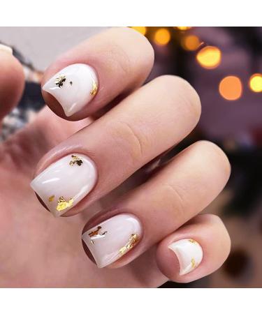 PrettyDiva Milky White Dip Powder - 24K Glow Nail Powder with Gold Foil Flakes | Premium 1Oz Salon Quality Marble Dip for Perfect Manicure - Buy Online on SooperMarket.com