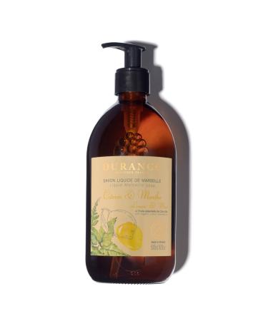 Durance Lemon & Mint Marseille Liquid Soap 500ml Paraben-Free Hand & Body Wash With Olive Oil & Red Rice Extract Vegan Friendly Shower Gel