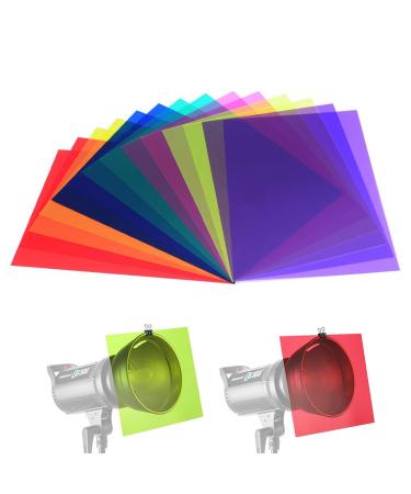 14 Pack Color Correction Light Gel Filter Sheet Colored Overlays Transparency Film Plastic Sheets, 11.7 by 8.3 Inches, 7 Colors