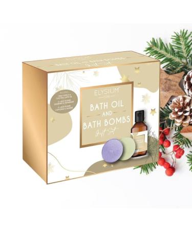 Bath Oil & Bath Bomb Gift Set Vanilla Coconut Chamomile Jasmin Scent Elysium Spa