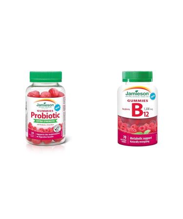 Jamieson Extra Strength Probiotic Gummies 30 Gummies & B12 Gummy NEW 70 Gummies Nutritional Supplement+ B12 Gummy